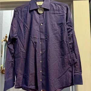 Thomas Pink Purple Dress Shirt SLIM FIT Vintage Two Gold Cotton 16”
